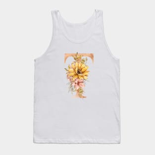 Watercolor fall sunflower bouquet monogram letter T Tank Top